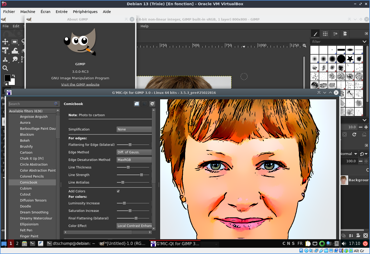 Plug-in G'MIC sous GIMP 3.0.0-RC3, Debian 13 Trixie