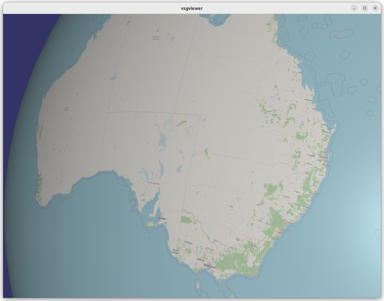 L'Australie sur un globe OpenStreetMap