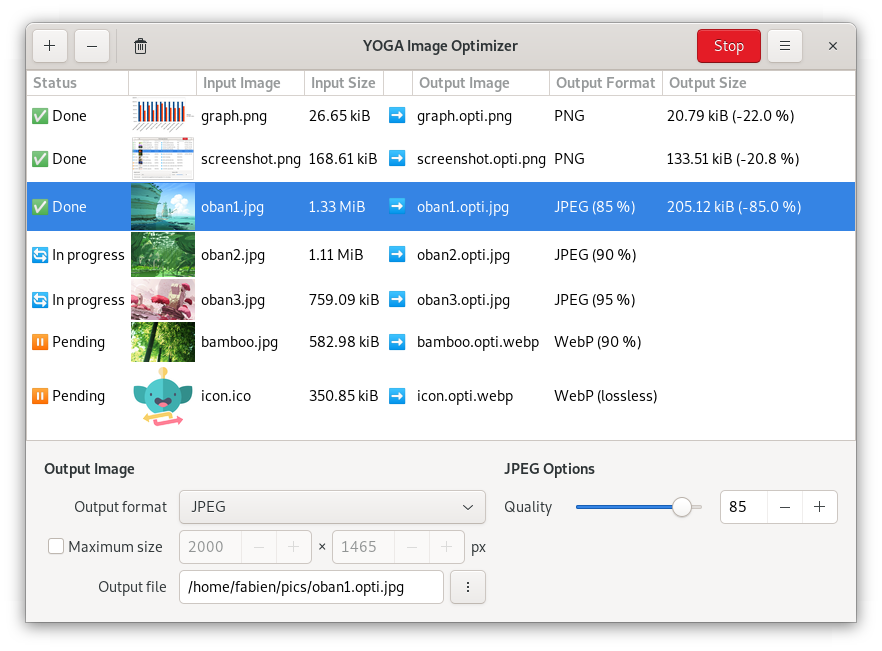 Capture d’écran de YOGA Image Optimizer v1.1
