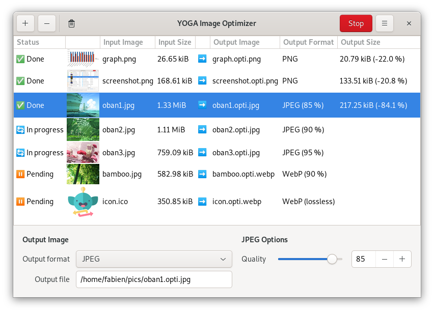 Capture d’écran de YOGA Image Optimizer