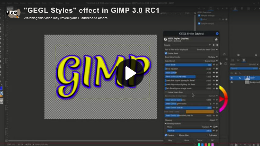 "GEGL Styles" effect in GIMP 3.0 RC1