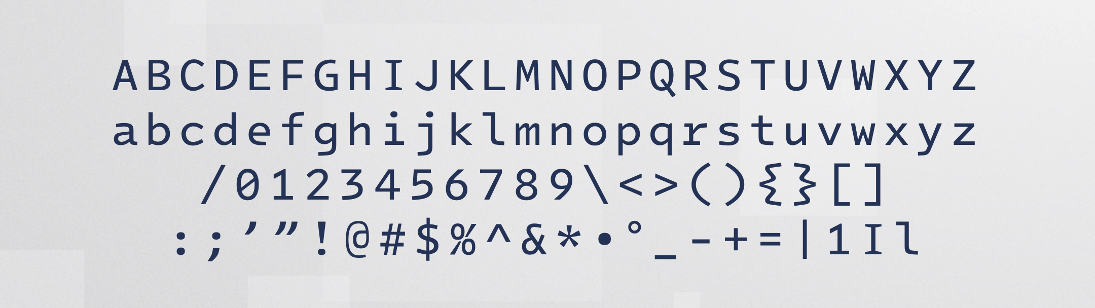 caractères ASCII affichés en Intel One Mono
