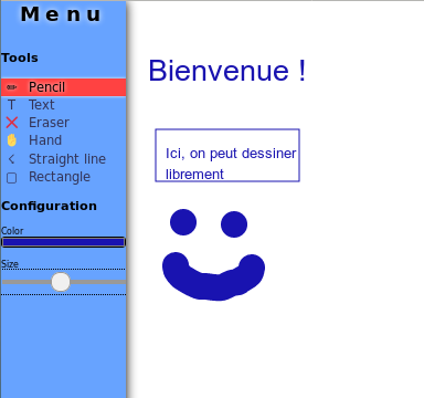 Capture d’écran de l’interface graphique de Whitebophir