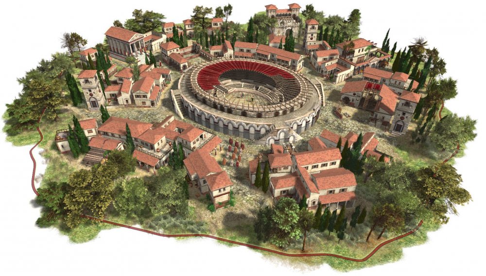 Amphithéâtre de Pompéii pour les Romains dans l’éditeur de scénario
