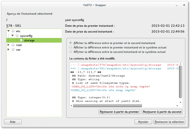 Module snapper de YaST