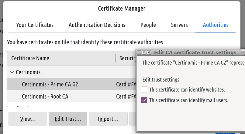 thunderbird certificate identify email