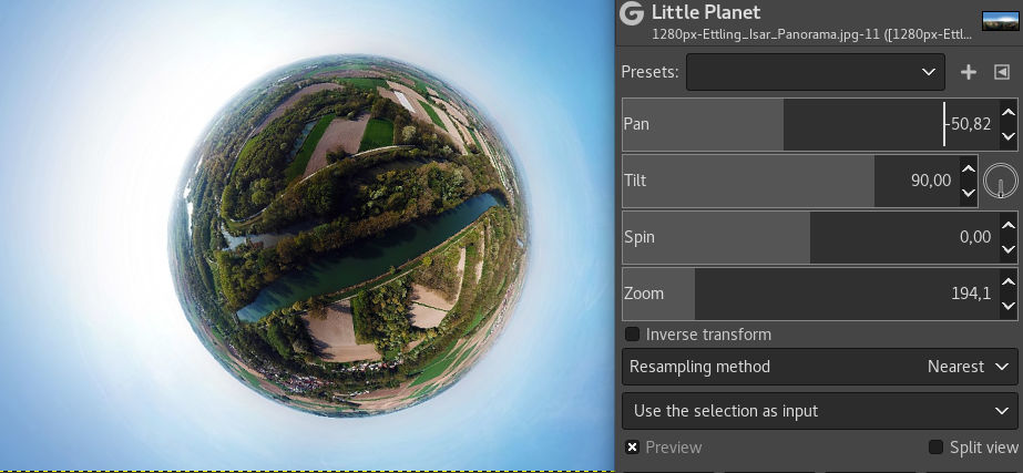 Petite planète dans GIMP 2.10.6