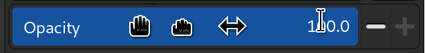 GIMP 2.99.4: from left to right, new cursors on the slider to grab, when grabbing, do small updates or text-edit