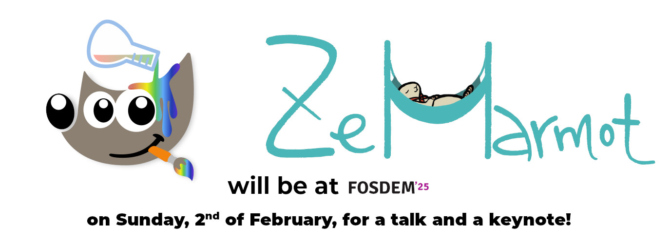 GIMP et ZeMarmot au FOSDEM 2025 pour une conf et une keynote dimanche 2 février