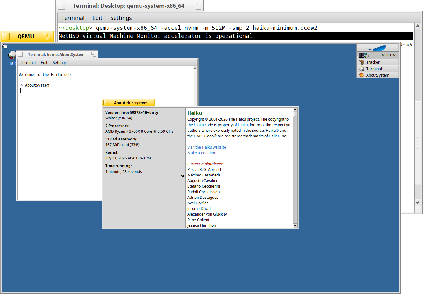 QEMU avec accélération NVMM