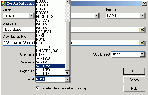Une interface de choix de charset dans une gui d'un logiciel
