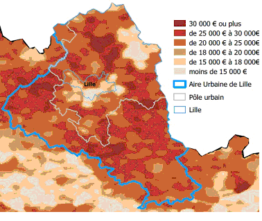 Carte des revenus de Lille