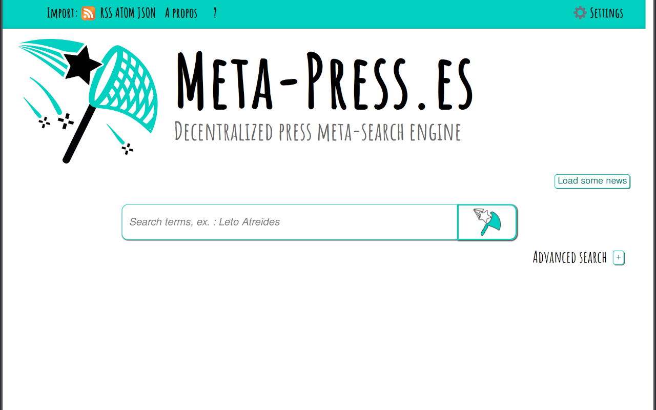 Interface simplifée de l’extension Meta-Press.es
