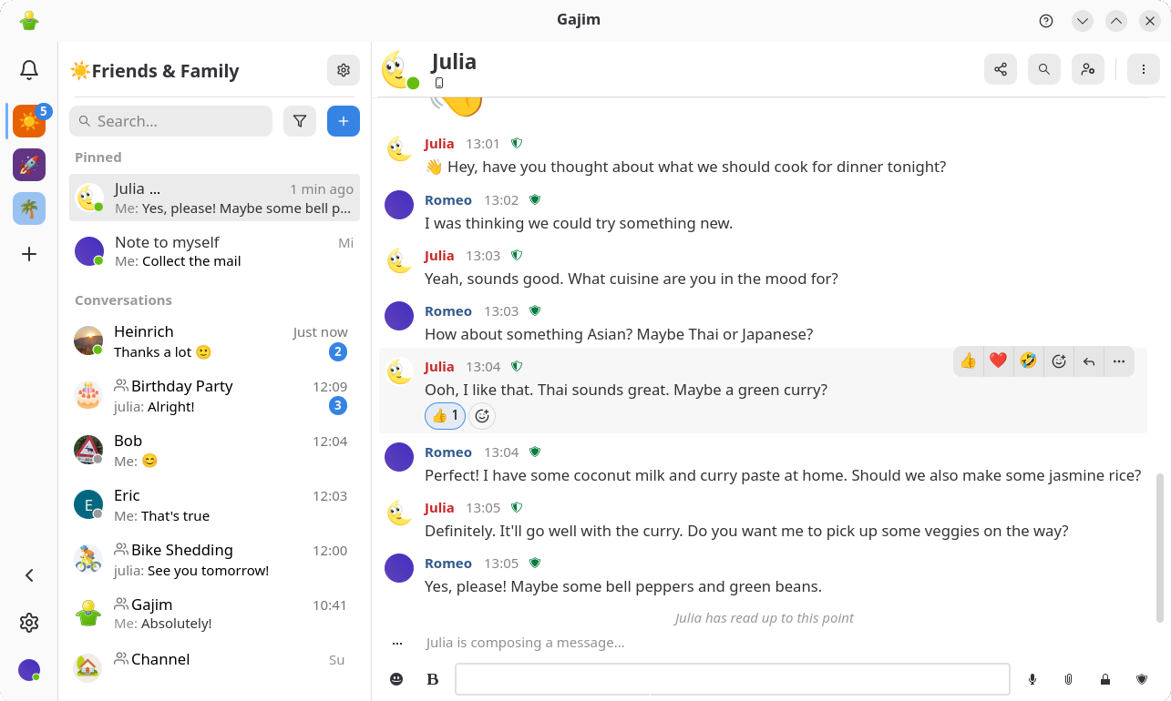 Source : https://xmpp.org/images/newsletter/2025-07-05/gajm_new_look.png Le nouveau look élégant et moderne de Gajim 2.3.0 avec Adwaita
