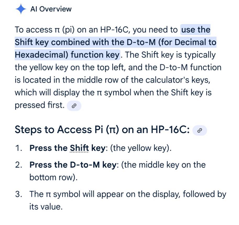 IA: Pi on HP-16C